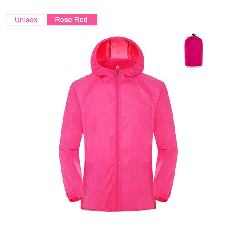 Unisex Leichte Kapuzenjacke Windbreaker Atmungsaktiv Sonnen- und Wasserschutz
