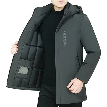 Herren Winterjacke mit Kapuze und Stehkragen, Wattiert, Winddicht