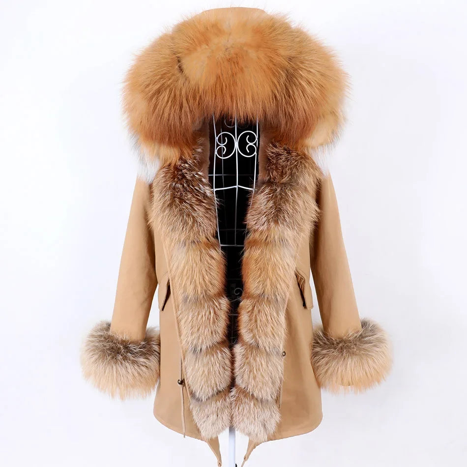 Damen Parka mit Kunstfellbesatz und Kapuze - Wintermantel