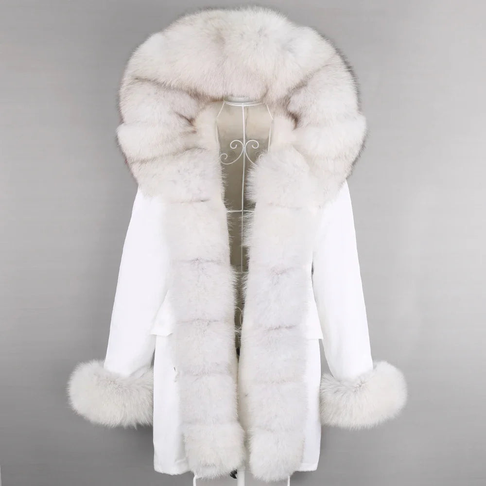 Winterparka mit Kapuze und Fellbesatz für Damen