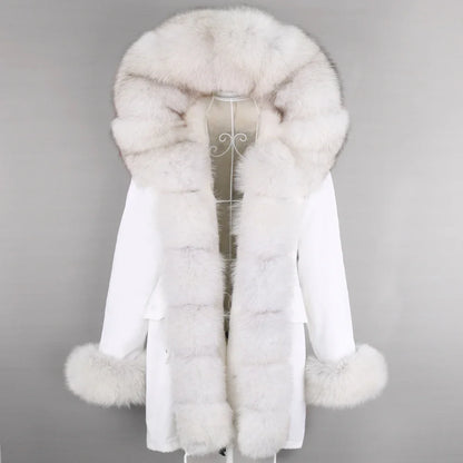 Winterparka mit Kapuze und Fellbesatz für Damen