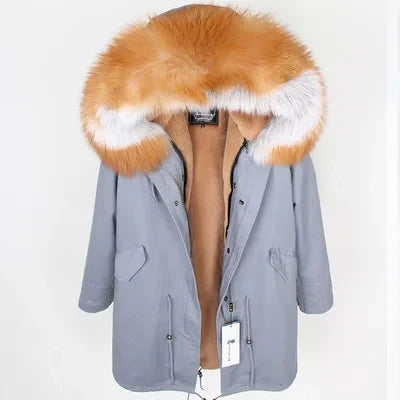Unisex Winter Parka mit Kapuze und Fellkragen