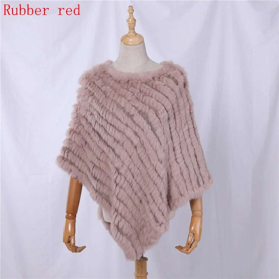 Damen Poncho weich strukturiert Grau Winter Cape