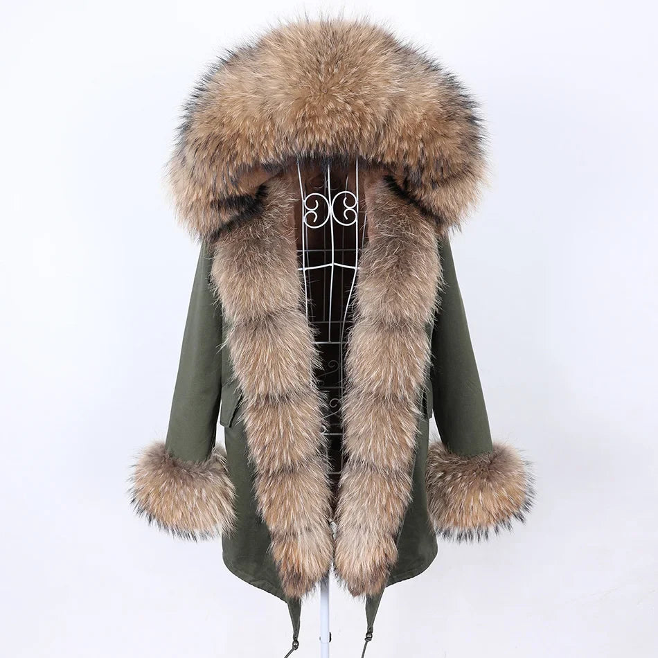 Damen Parka mit Kunstfellbesatz und Kapuze - Wintermantel