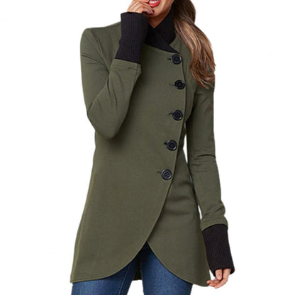 Damen Asymmetrische Jacke mit Stehkragen und Knopfleiste