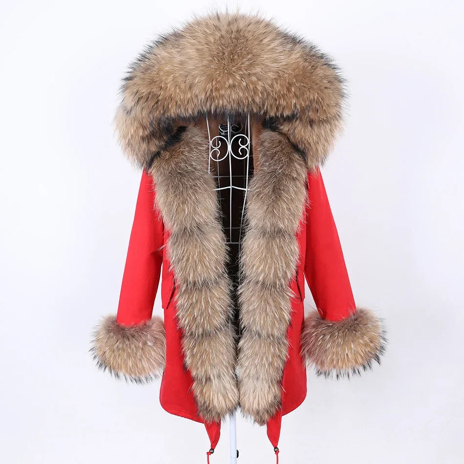 Damen Parka mit Kunstfellbesatz und Kapuze - Wintermantel