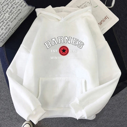 Hoodie mit Kapuze, Kängurutasche und "Barnes Winter Soldier"-Aufdruck