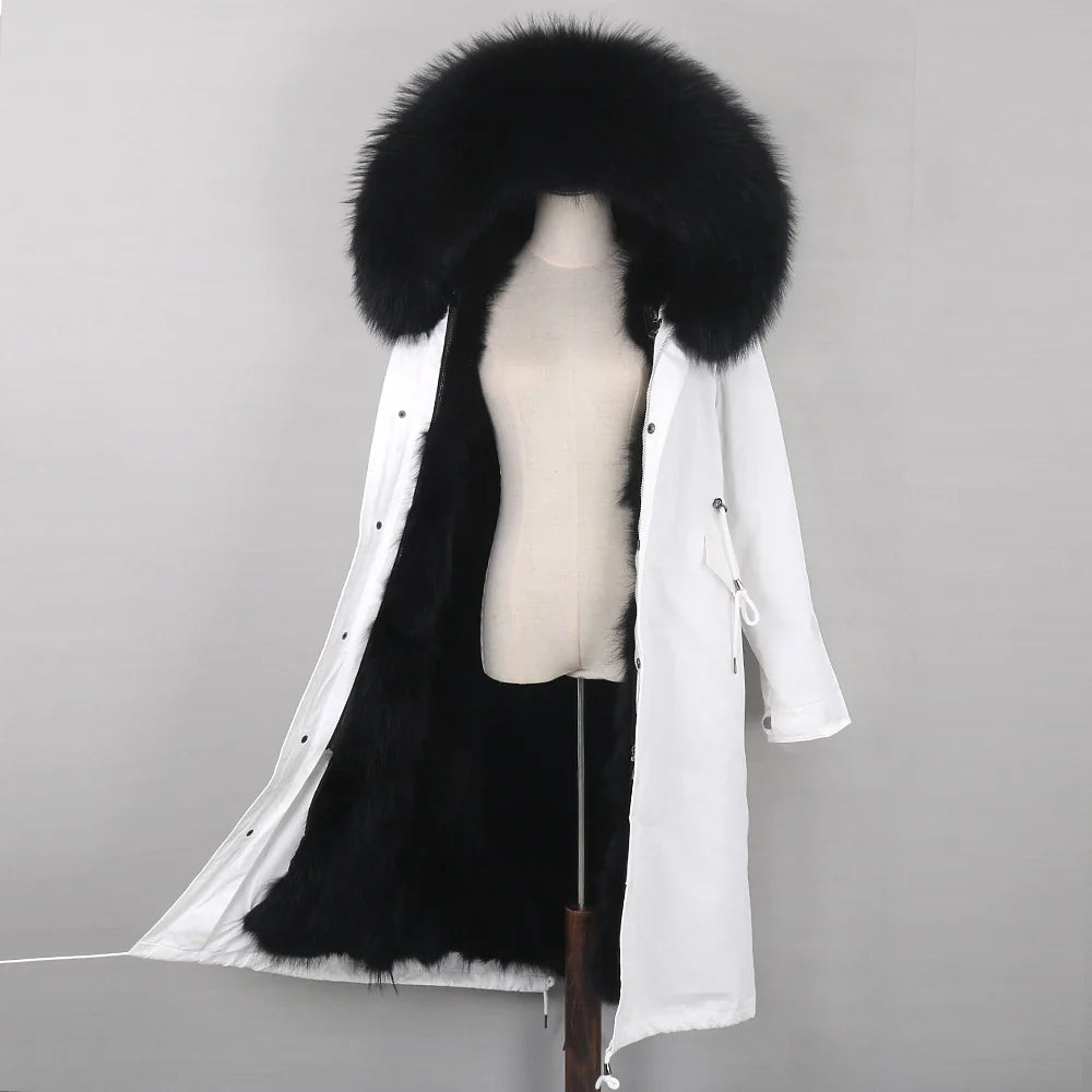 Damen Winterparka Lang mit Kapuze und Fellkragen, gefüttert, in verschiedenen Farben