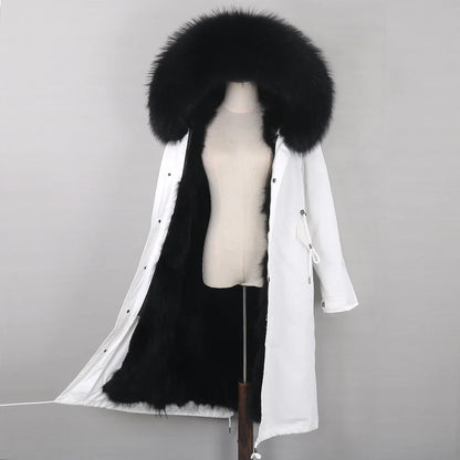 Damen Winterparka Lang mit Kapuze und Fellkragen, gefüttert, in verschiedenen Farben