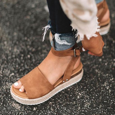 Damen Espadrille Plateau-Sandalen mit Knöchelriemen – Modische Sommerschuhe für Alltag und Urlaub