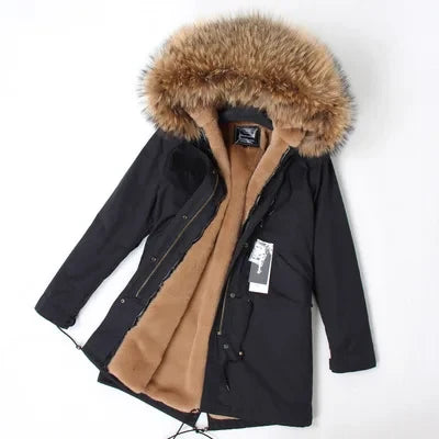 Unisex Winter Parka mit Kapuze und Fellkragen