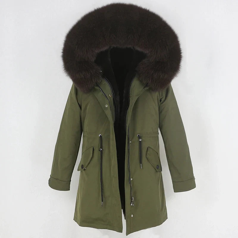 Herren Winter Parka mit Kapuze und Fellkragen, gefüttert