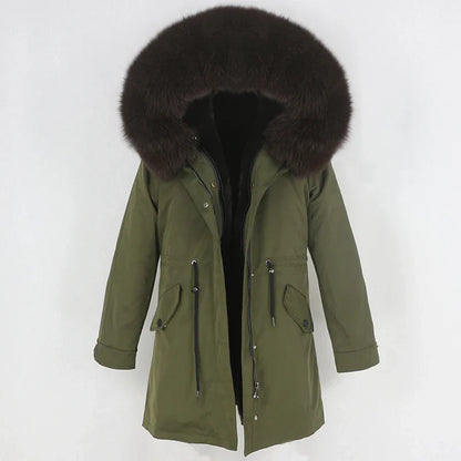 Herren Winter Parka mit Kapuze und Fellkragen, gefüttert