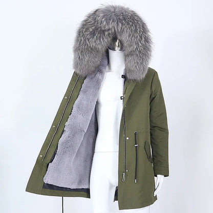 Herren Winter Parka mit Kapuze und Fellkragen, gefüttert