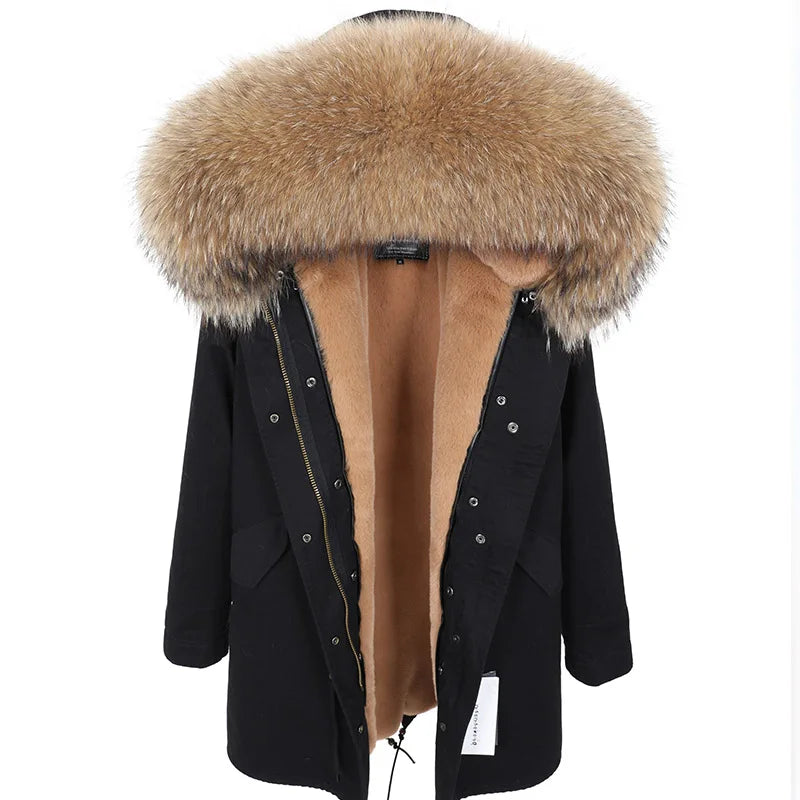 Damen Parka mit Kunstfellbesatz und Kapuze - Wintermantel