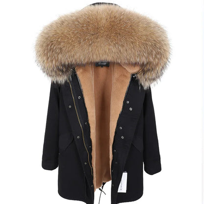 Damen Parka mit Kunstfellbesatz und Kapuze - Wintermantel