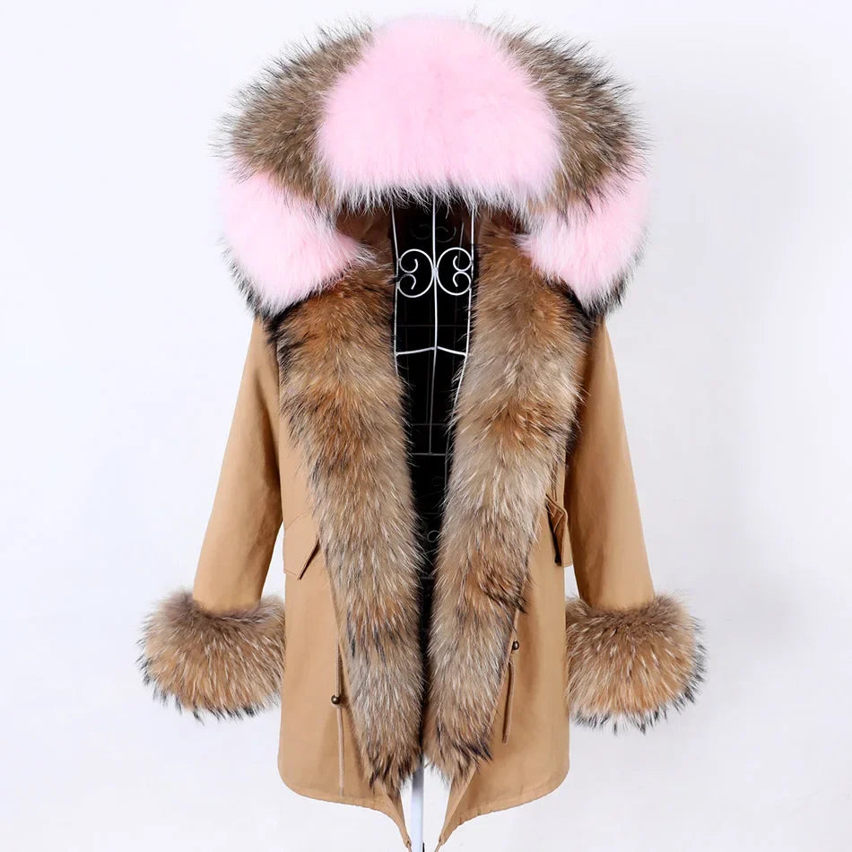 Damen Parka mit Kunstfellbesatz und Kapuze - Wintermantel