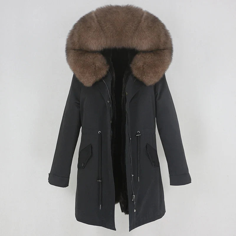 Herren Winter Parka mit Kapuze und Fellkragen, gefüttert