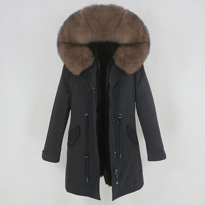 Herren Winter Parka mit Kapuze und Fellkragen, gefüttert