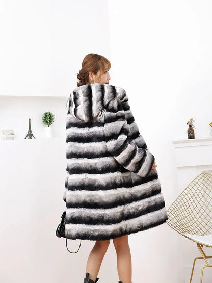 Damen Kapuzen Kunstpelz Mantel Langarm Winterjacke