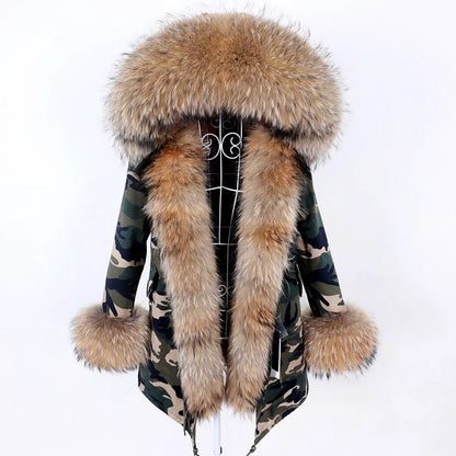 Damen Parka mit Kunstfellbesatz und Kapuze - Wintermantel
