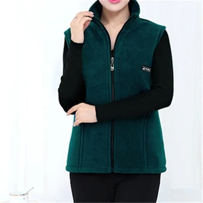 Damen Fleece Weste Stehkragen Reißverschluss Violett