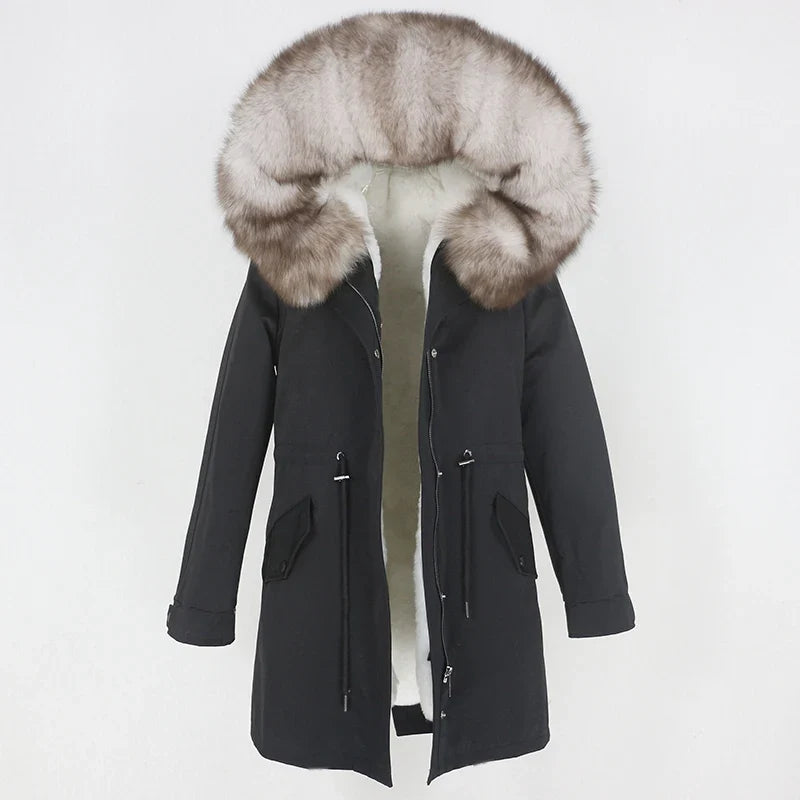 Herren Winter Parka mit Kapuze und Fellkragen, gefüttert
