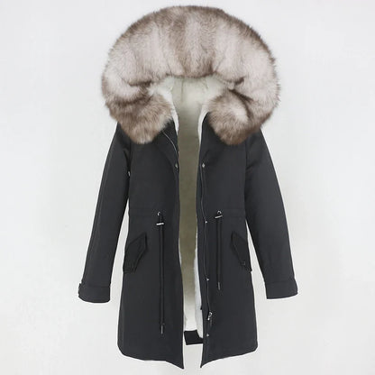 Herren Winter Parka mit Kapuze und Fellkragen, gefüttert