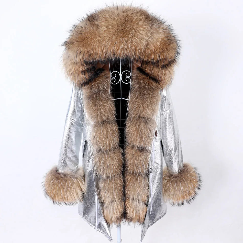 Damen Parka mit Kunstfellbesatz und Kapuze - Wintermantel