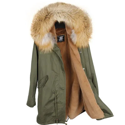 Unisex Winter Parka mit Kapuze und Fellkragen