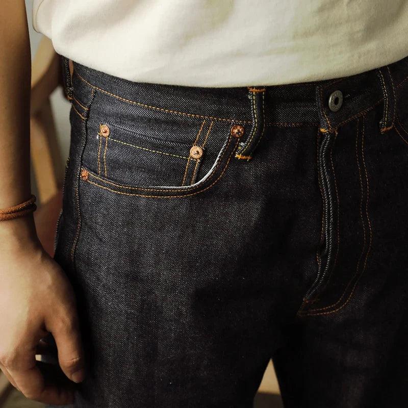 Herren Jeans Dunkelblau Regular Fit mit sichtbaren Nähten
