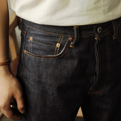 Herren Jeans Dunkelblau Regular Fit mit sichtbaren Nähten