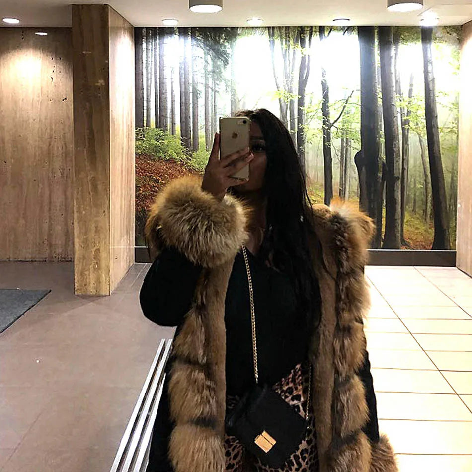 Damen Parka mit Kunstfellbesatz und Kapuze - Wintermantel