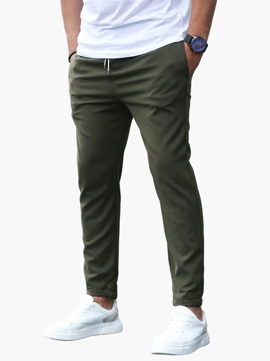 Herren Slim-Fit Freizeithose mit elastischem Kordelzug