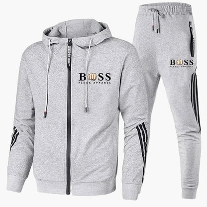 Sportlicher Herren-Trainingsanzug mit Kapuzenjacke und Kontrastdetails