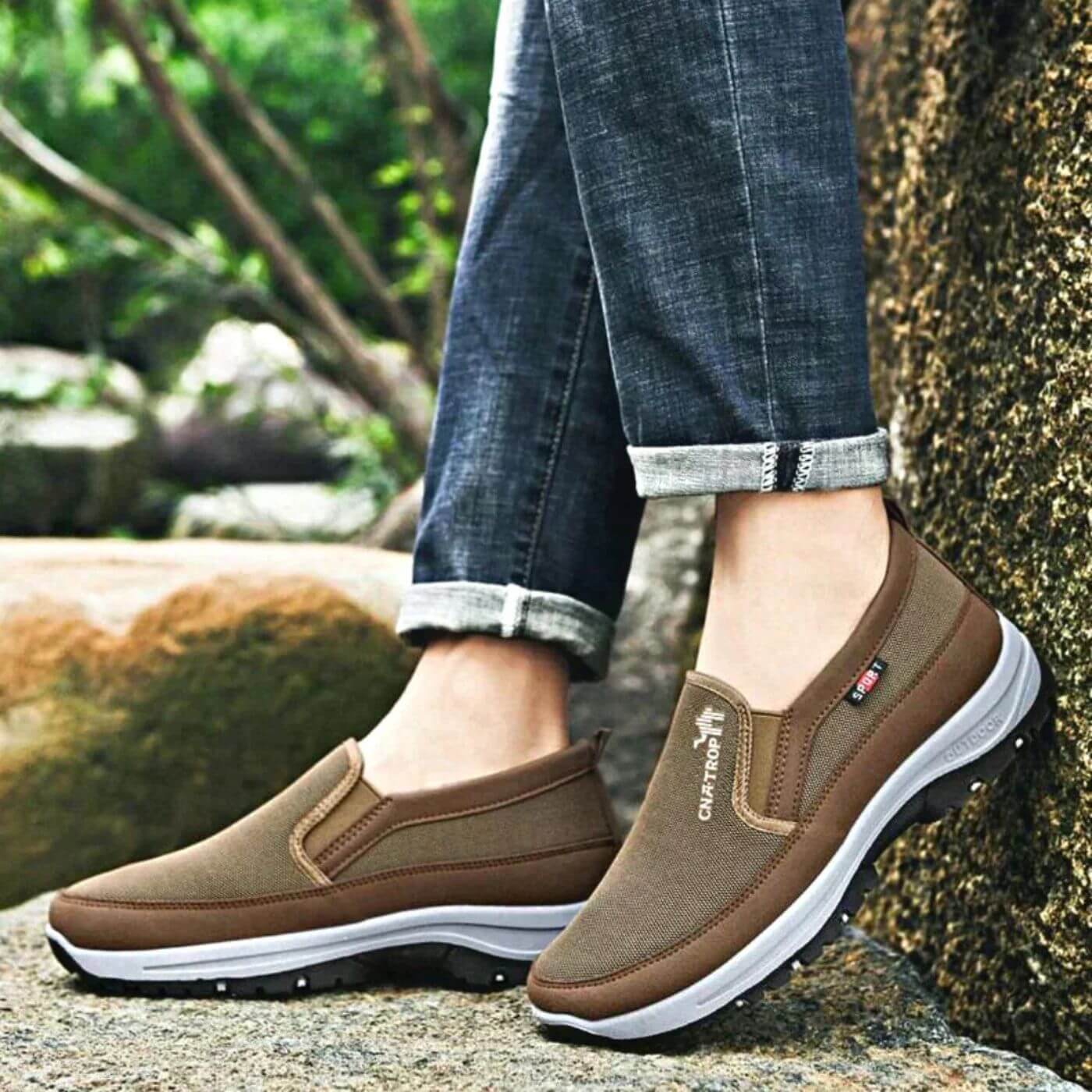Herren Slip-On Freizeitschuhe Outdoor Komfort Mokassins für Alltag und Spaziergänge