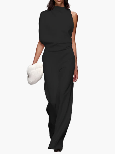 Damen Jumpsuit Elegant – Ärmellos, Weites Bein, Perfekt für Büro & Alltag
