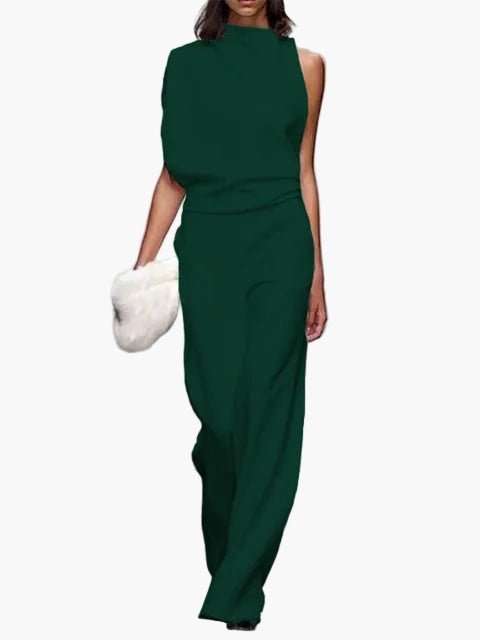 Damen Eleganter Jumpsuit mit weitem Bein – Modernes Outfit für Alltag und Büro