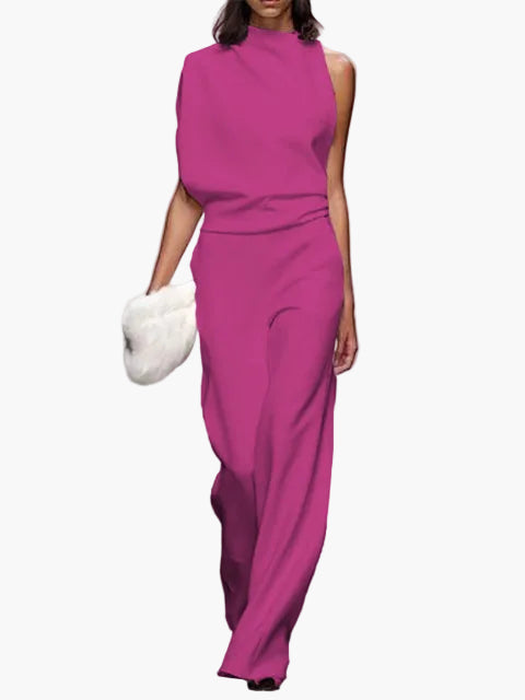 Damen Eleganter Jumpsuit mit weitem Bein – Modernes Outfit für Alltag und Büro