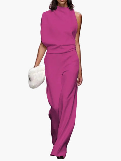Damen Eleganter Jumpsuit mit weitem Bein – Modernes Outfit für Alltag und Büro