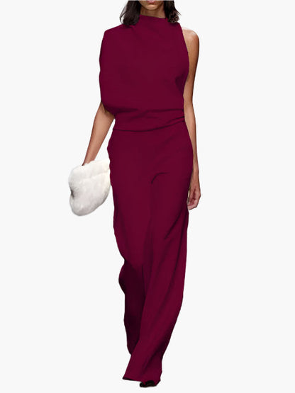 Damen Jumpsuit Elegant – Ärmellos, Weites Bein, Perfekt für Büro & Alltag
