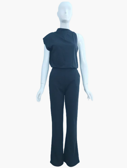 Damen Eleganter Jumpsuit mit weitem Bein – Modernes Outfit für Alltag und Büro