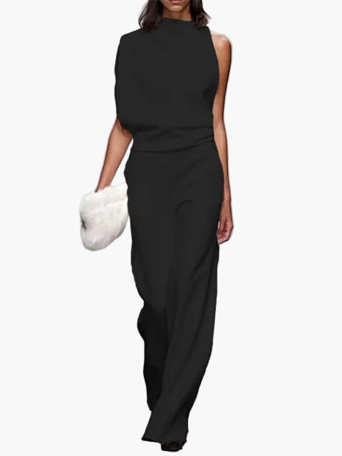 Damen Eleganter Jumpsuit mit weitem Bein – Modernes Outfit für Alltag und Büro