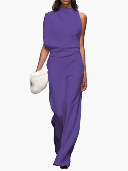 Damen Eleganter Jumpsuit mit weitem Bein – Modernes Outfit für Alltag und Büro