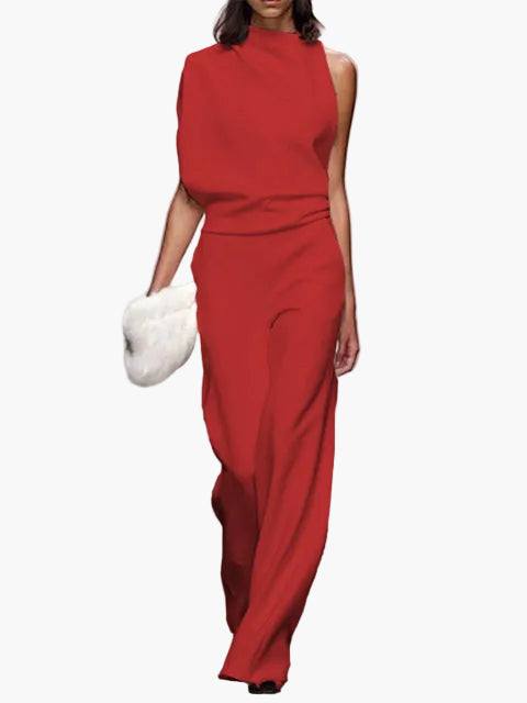 Damen Eleganter Jumpsuit mit weitem Bein – Modernes Outfit für Alltag und Büro