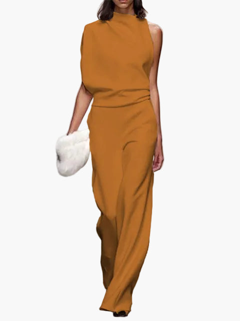 Damen Eleganter Jumpsuit mit weitem Bein – Modernes Outfit für Alltag und Büro