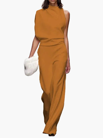 Damen Eleganter Jumpsuit mit weitem Bein – Modernes Outfit für Alltag und Büro