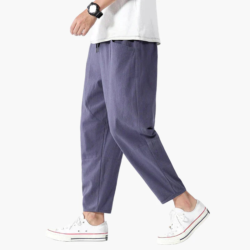 Herren Relaxed Fit Sommerhose – Cropped Veganes Leinen Style für Freizeit & Alltag