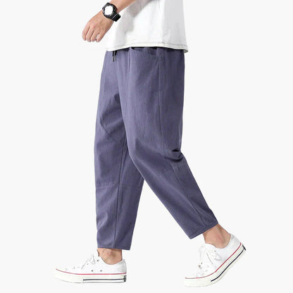 Herren Relaxed Fit Sommerhose – Cropped Veganes Leinen Style für Freizeit & Alltag