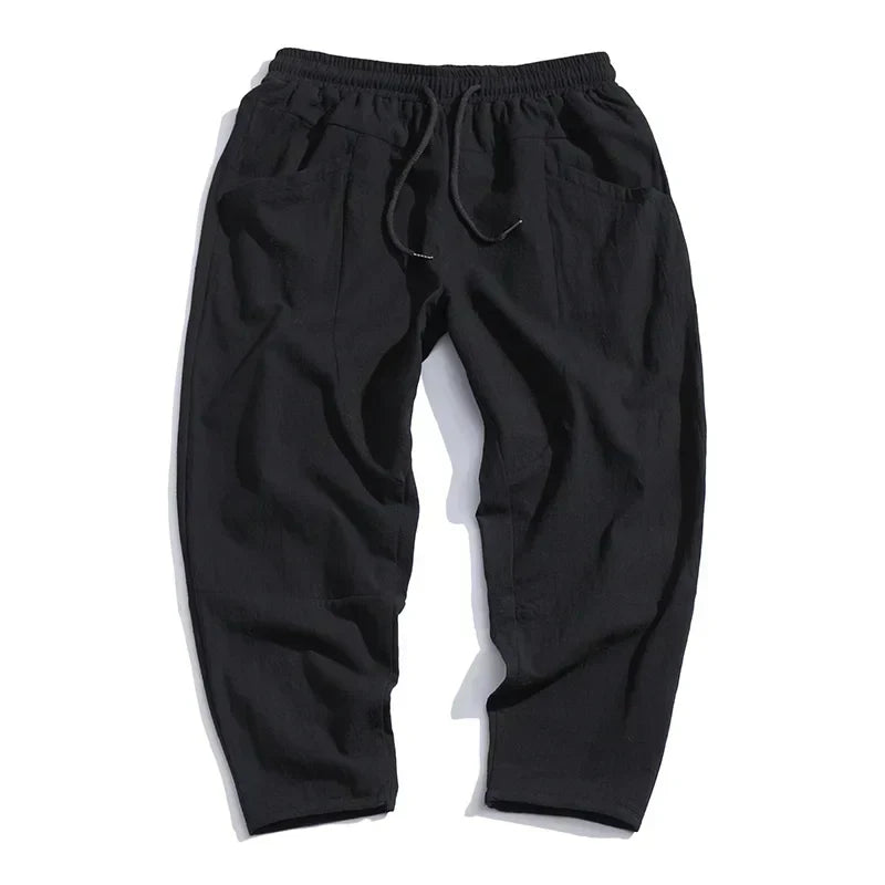 Herren Relaxed Fit Sommerhose – Cropped Veganes Leinen Style für Freizeit & Alltag